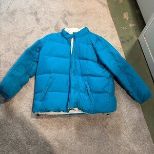 Vintage Y2K Old Navy Reversible Puffer Jacket Turquoise Blue / White